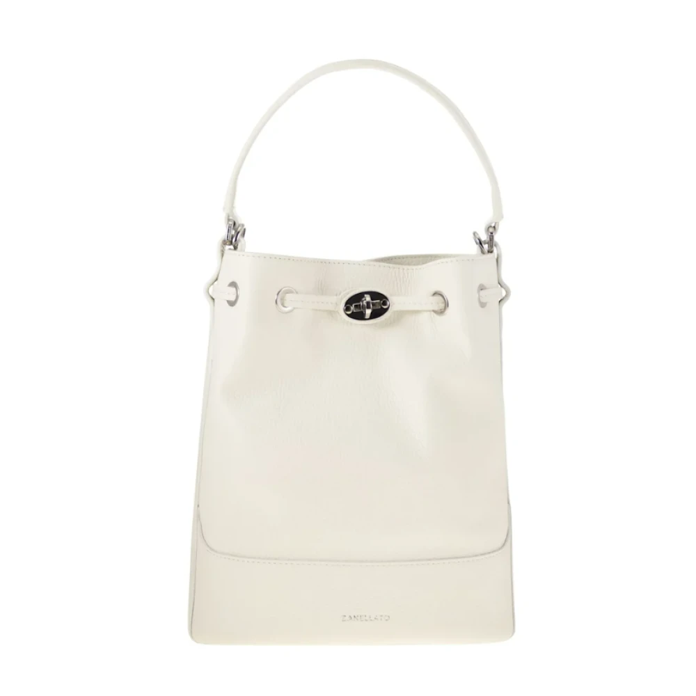 Zanellato Witte Bucket Tas met Twist Sluiting White Dames