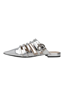 Silver Spegel Finish Öppen Tå Mules