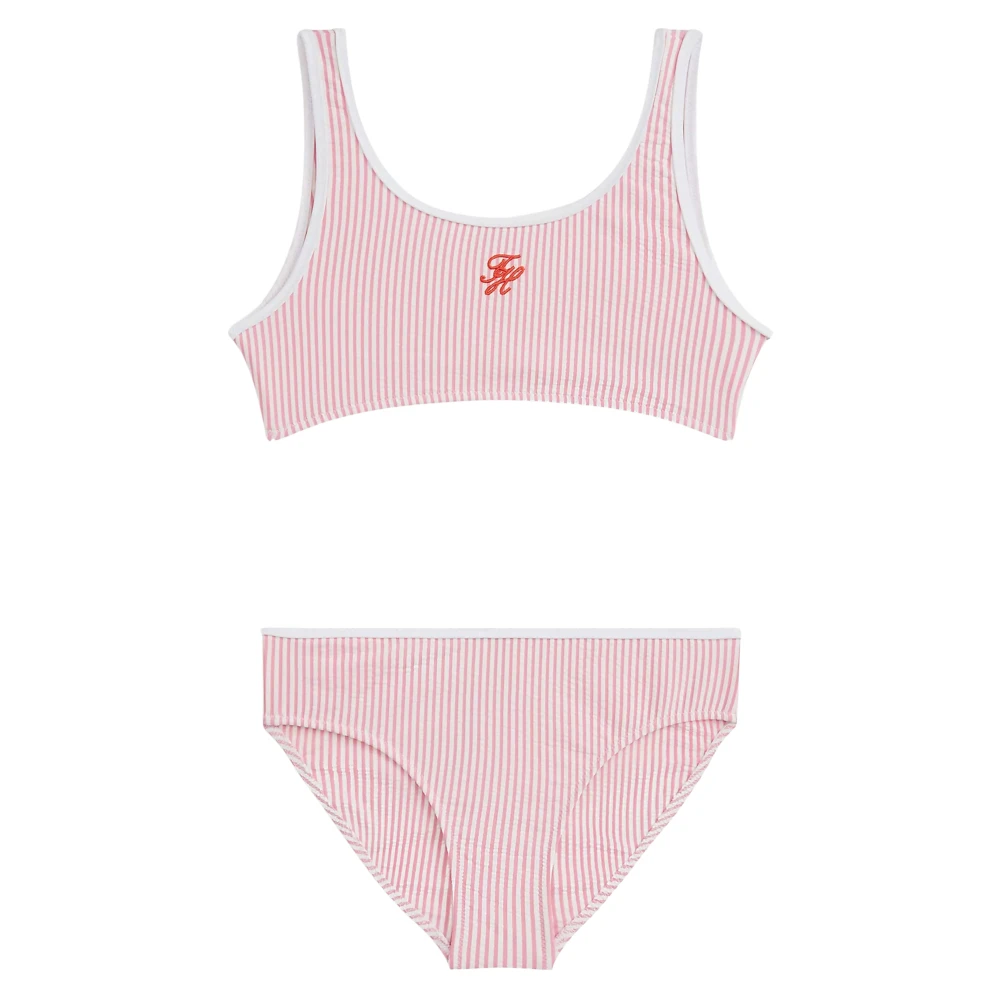 Tommy Hilfiger Women's Pink Girls Seersucker Bikini In - Bikinis - 8 Y - Swimwear