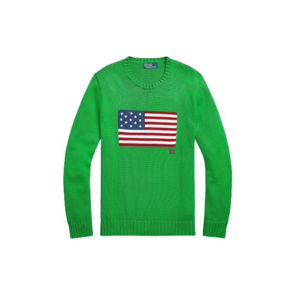 Originele Groene Gebreide Ronde Hals Trui Polo Ralph Lauren