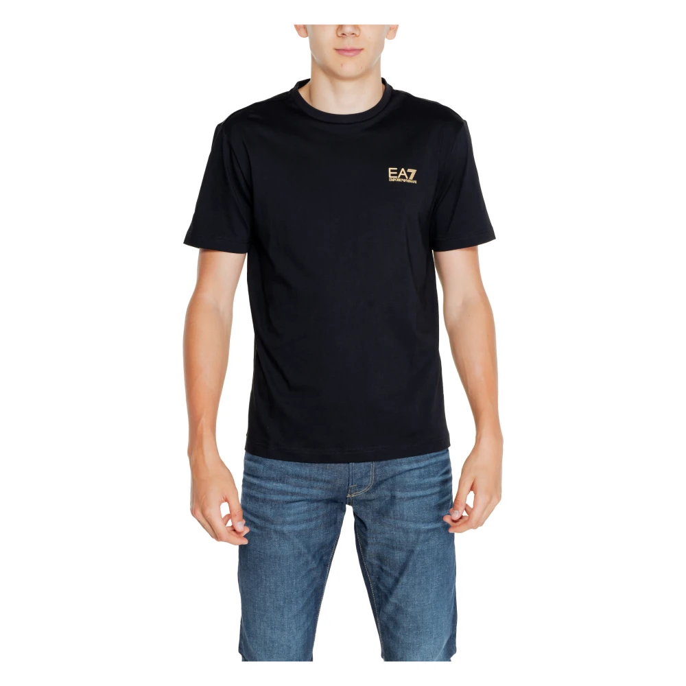 Emporio Armani EA7 Zwarte Katoenen T-shirt met Korte Mouwen Black Heren