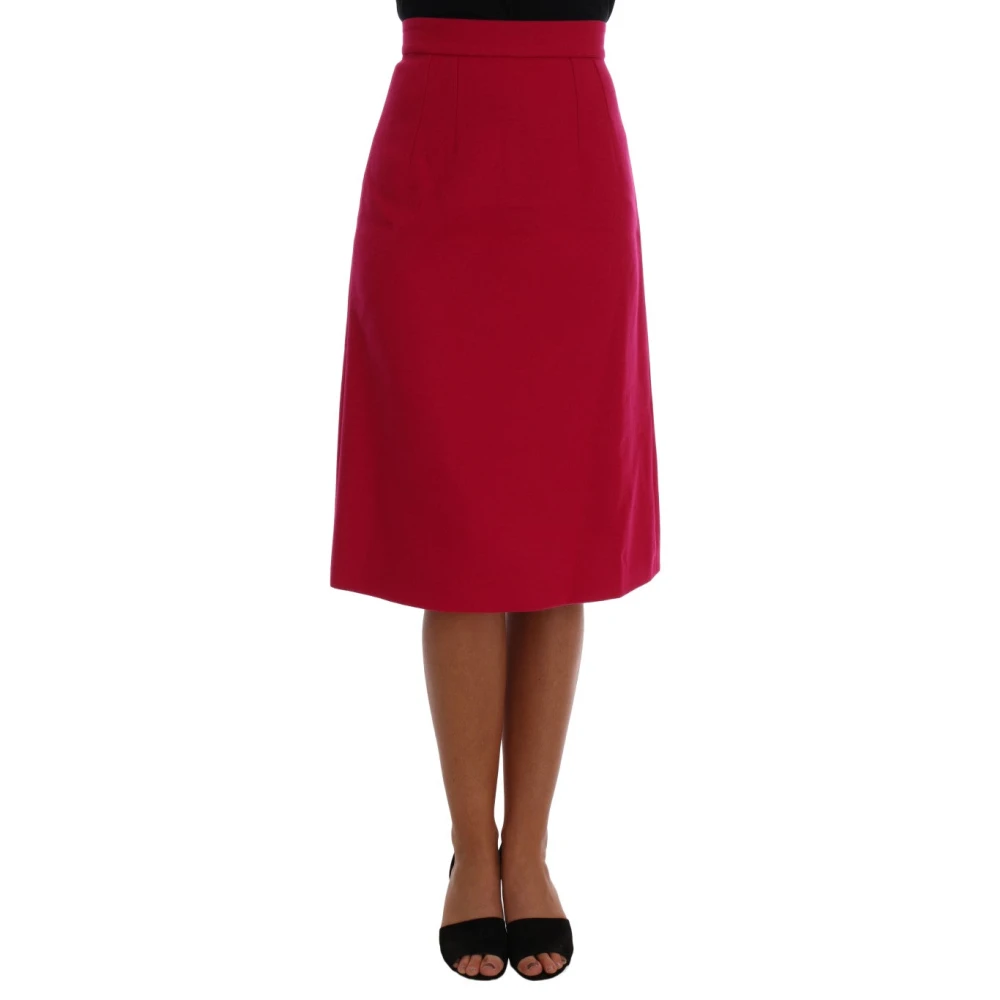 Dolce & Gabbana Women's Pink Midi Skirts, 2XS, Elegant A-Line Wool Skirt In