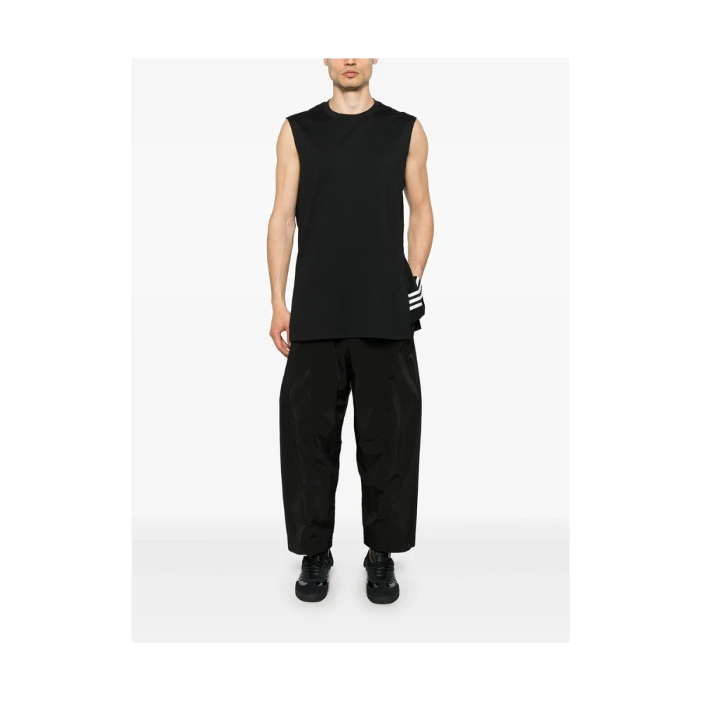 Y-3 Zwarte Mouwloze Crew Neck T-shirt Black Heren
