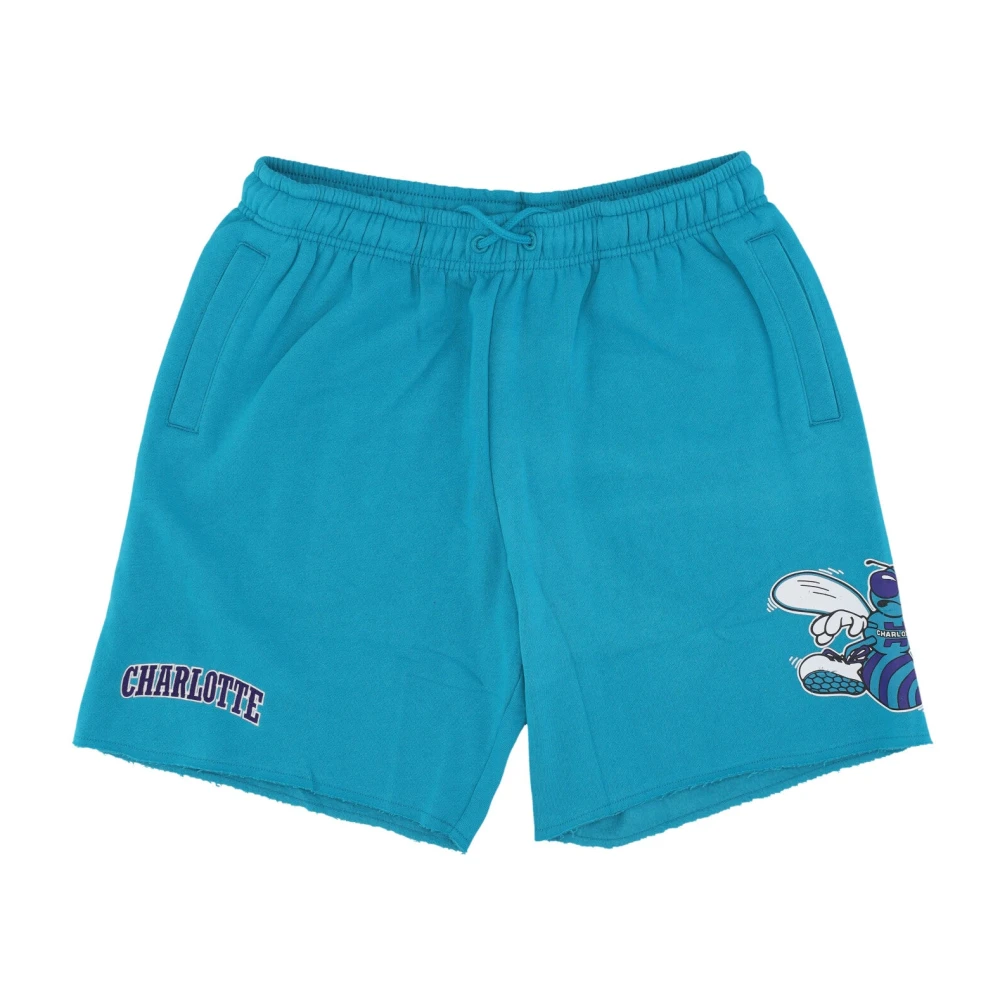 Mitchell & Ness NBA Postgame Vintage Logo Fleece Shorts Blue Heren