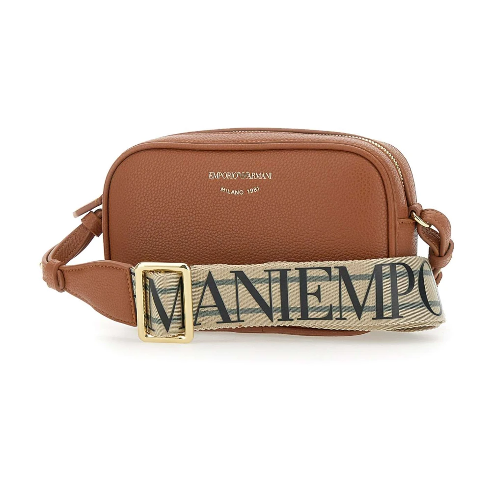 Emporio Armani Vegan leren cameratas met hertenprint Brown Dames