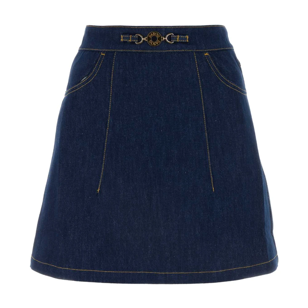 Patou Women's Blue Denim Skirts, S, Stylish Denim Skirt For