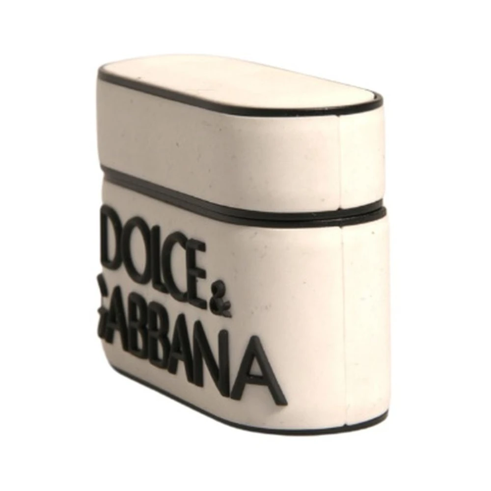 Dolce & Gabbana Geëtst Logo Airpods Hoesje Houder White Heren