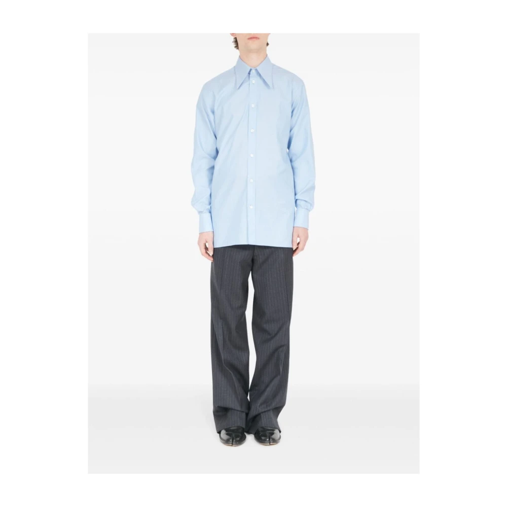 Maison Margiela Blauwe Oxford Katoenen Overhemd Blue Heren