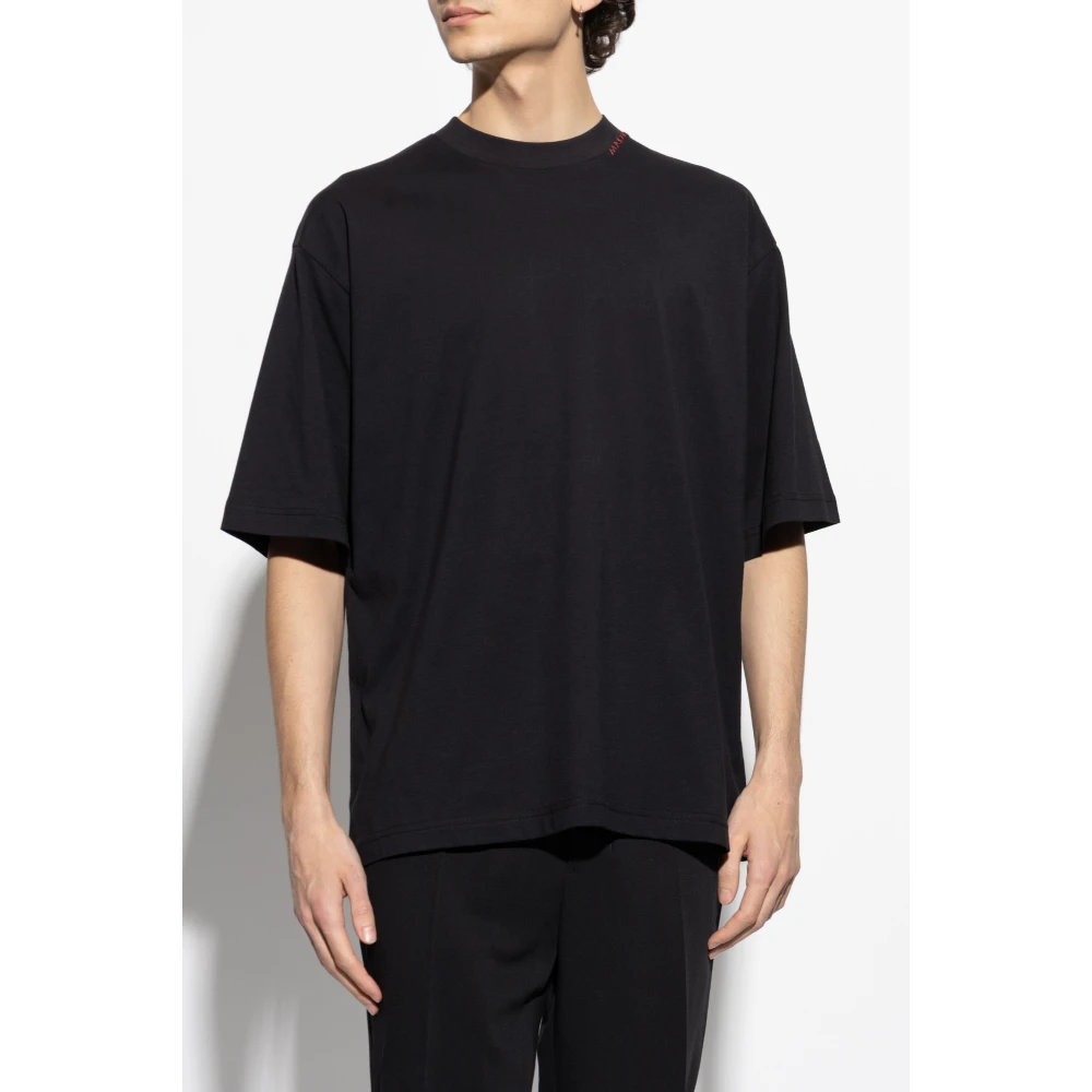 Marni T-shirt met geborduurd logo Black Heren