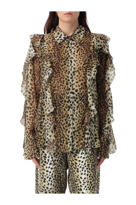leopard-print-ruffle-silk-blouse