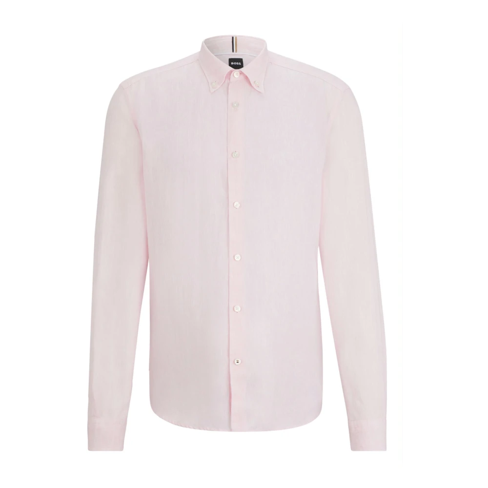 Hugo Boss linnen shirt regular fit Pink Heren