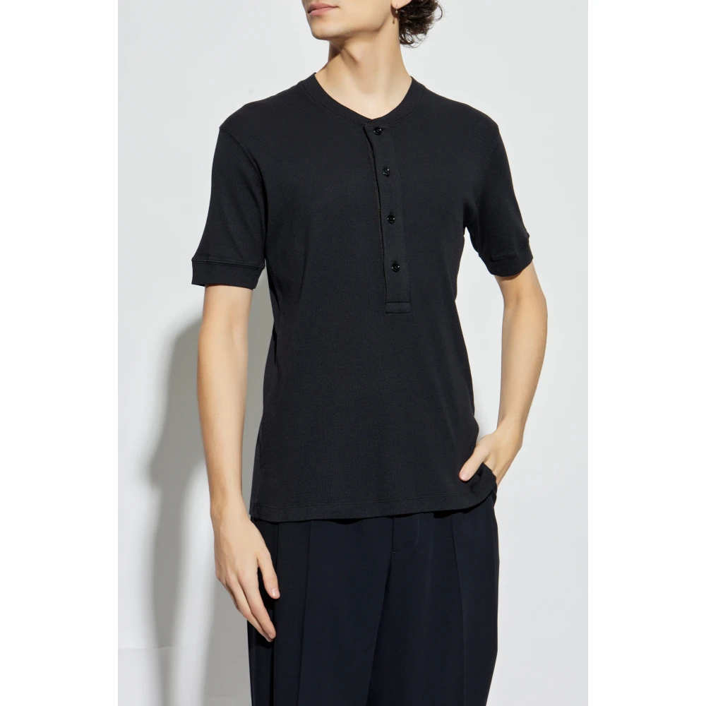Tom Ford Geribbeld T-shirt Black Heren