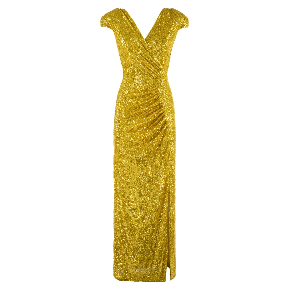 Nenette Paillet Lange Jurk met Zijdrapering Yellow Dames