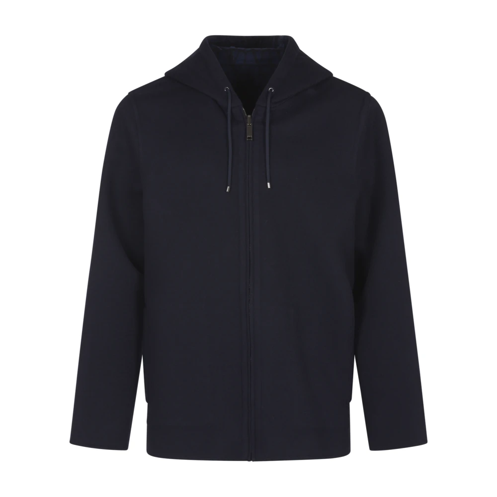 Valentino Blue Wool Cashmere Hooded Sweatshirt - Male - Zip-Throughs - 2XL - Sweatshirts & Hoodies