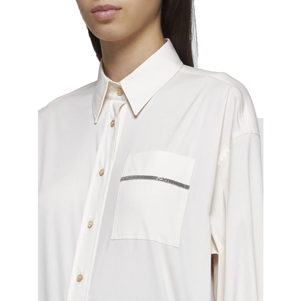 BRUNELLO CUCINELLI Vanilla Cream-tone Stretch Cotton Shirt Beige Dames
