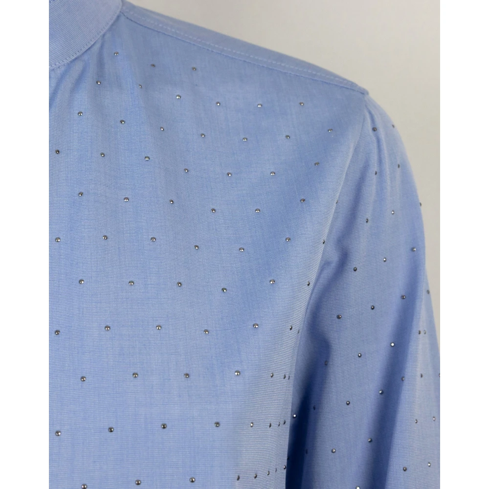 Max Mara Studio Blauwe shirt met strass details Blue Dames
