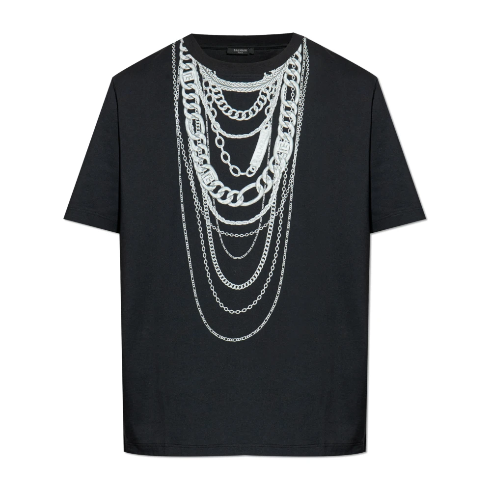 Balmain Black T-Shirt With Print - Male - T-Shirts - S - Tops