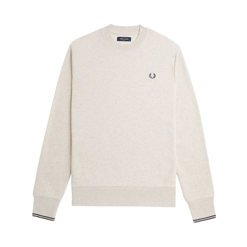 Fred Perry Bouclé Ronde Hals Sweater Beige Heren