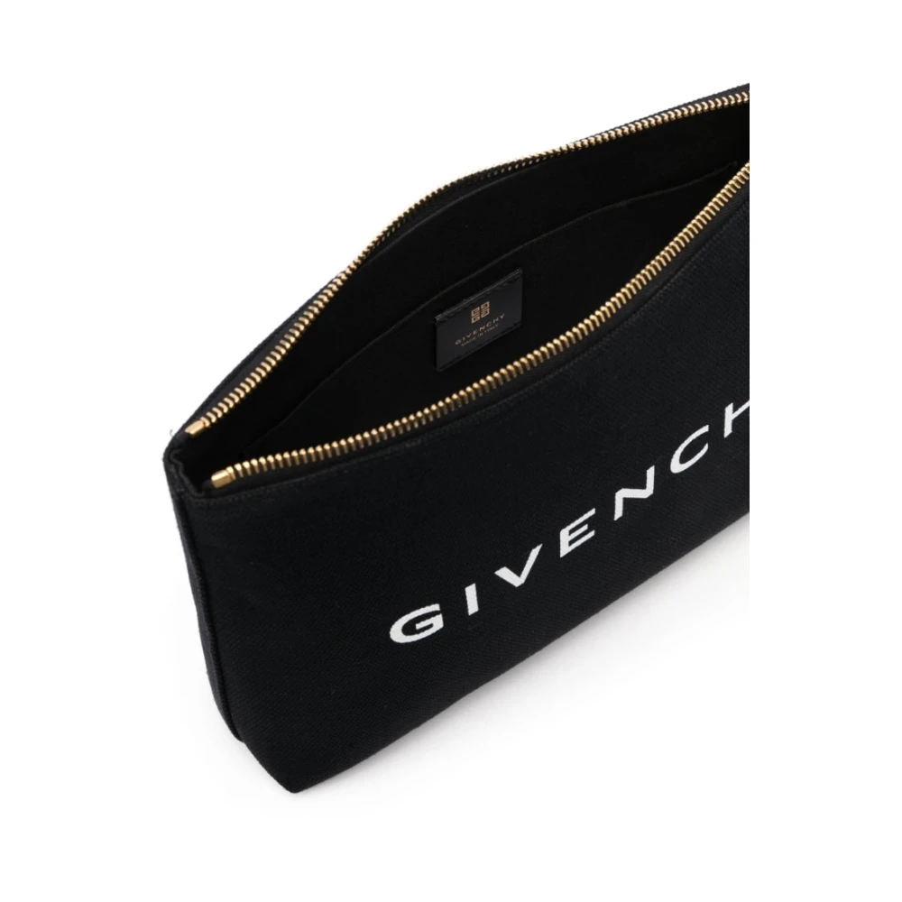 Givenchy Logo-Print Clutch Tas Zwart Wit Black Dames