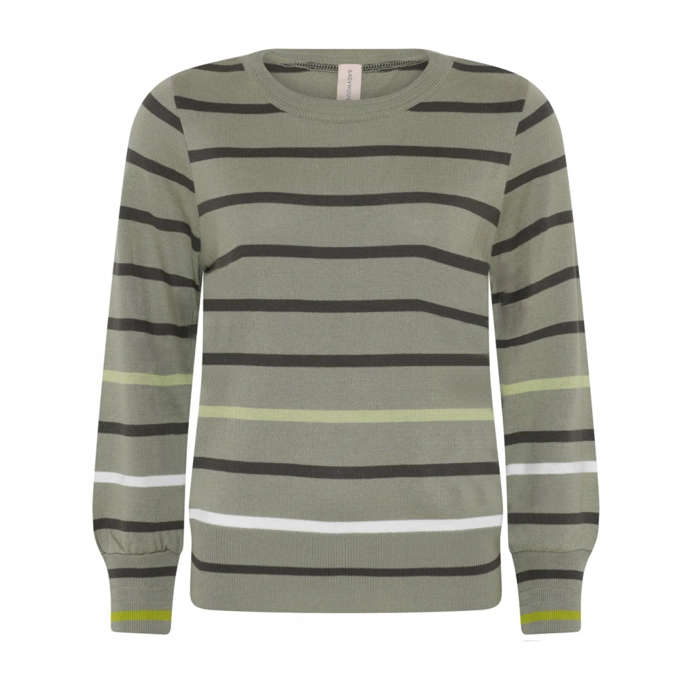 Skovhuus Sportieve Gestreepte O-Neck Trui Green Dames