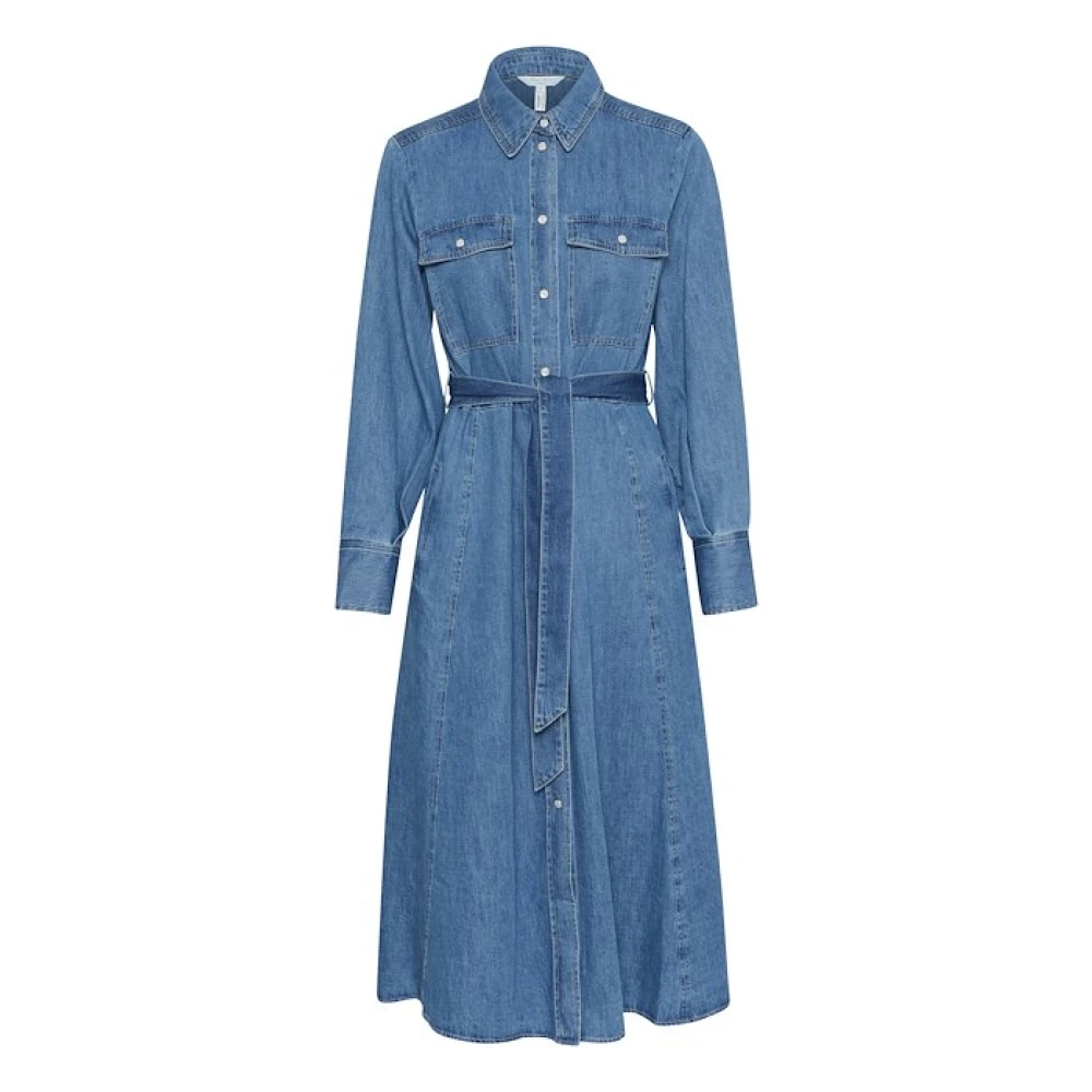Part Two Blauwe Denim Jurk met Knoopsluiting Blue Dames
