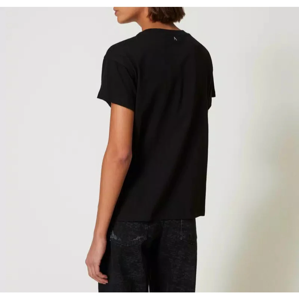 Twinset Geborduurd parel T-shirt Black Dames