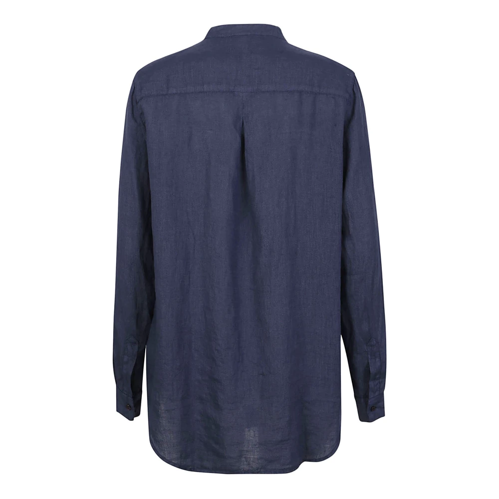 Fay Blauwe Mandarin Kraag Shirt Regular Fit Blue Dames