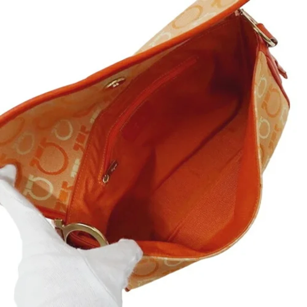 Salvatore Ferragamo Pre-owned Cotton handbags Orange Dames
