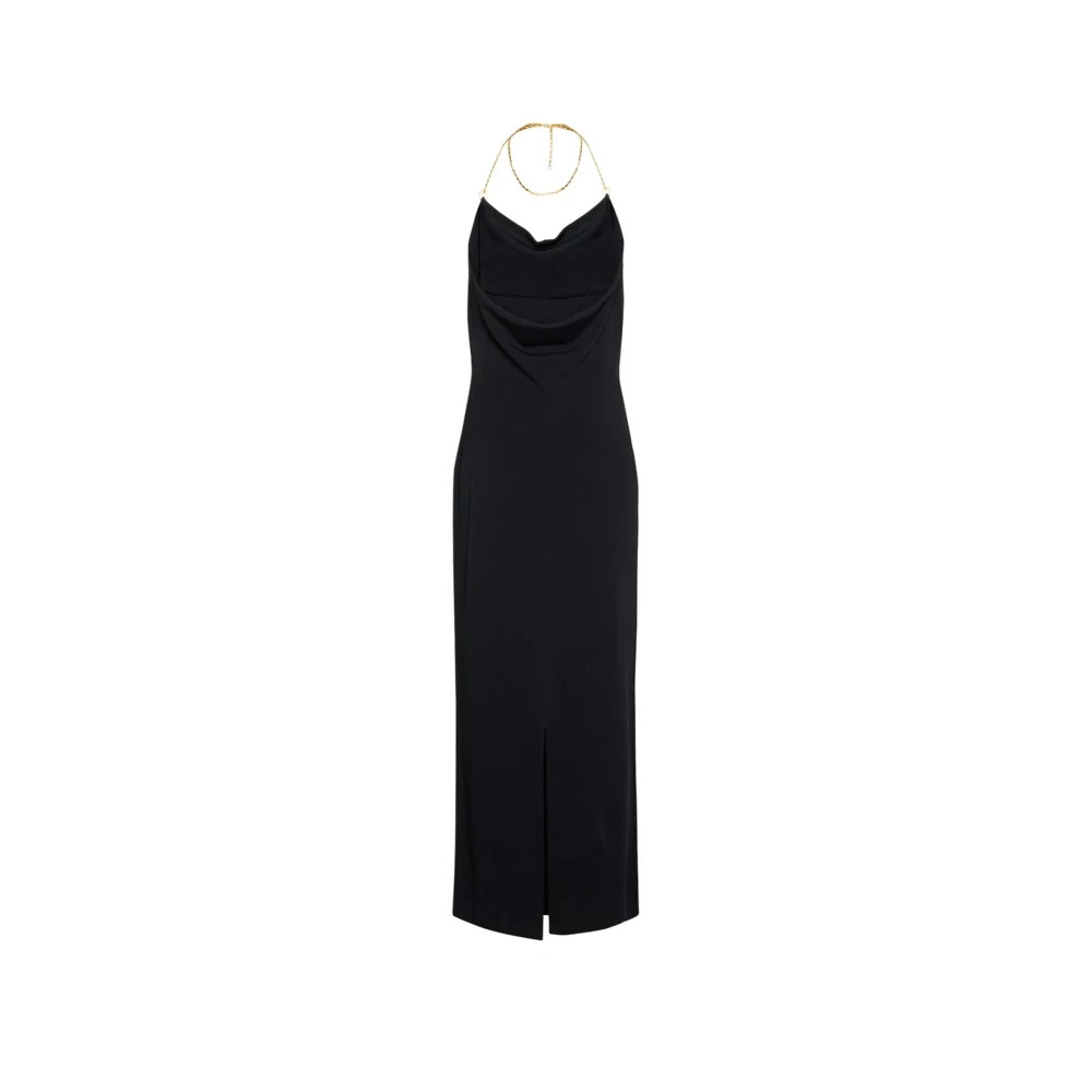 Bottega Veneta Zwarte Jurk met Metalen Ketting Black Dames