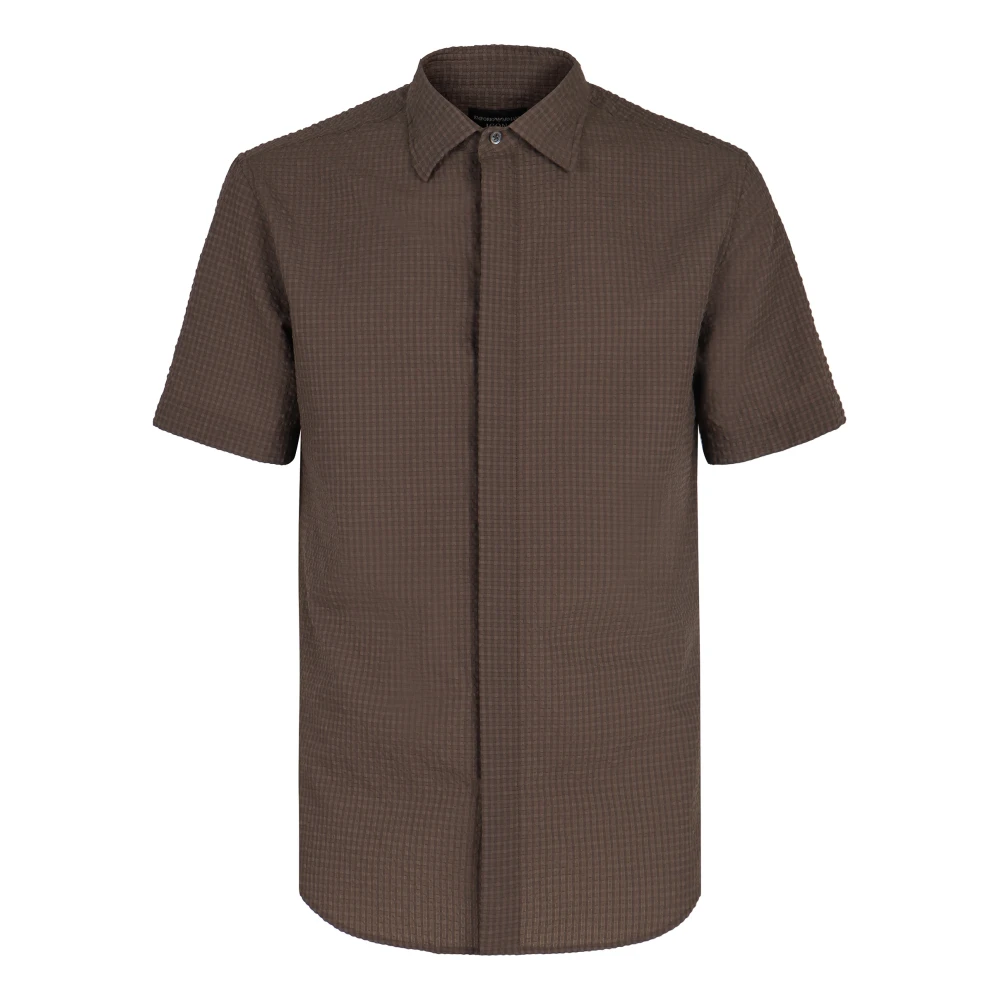 Emporio Armani Men's Brown Short Sleeve Shirts, L, Icon Short Sleeve Shirt