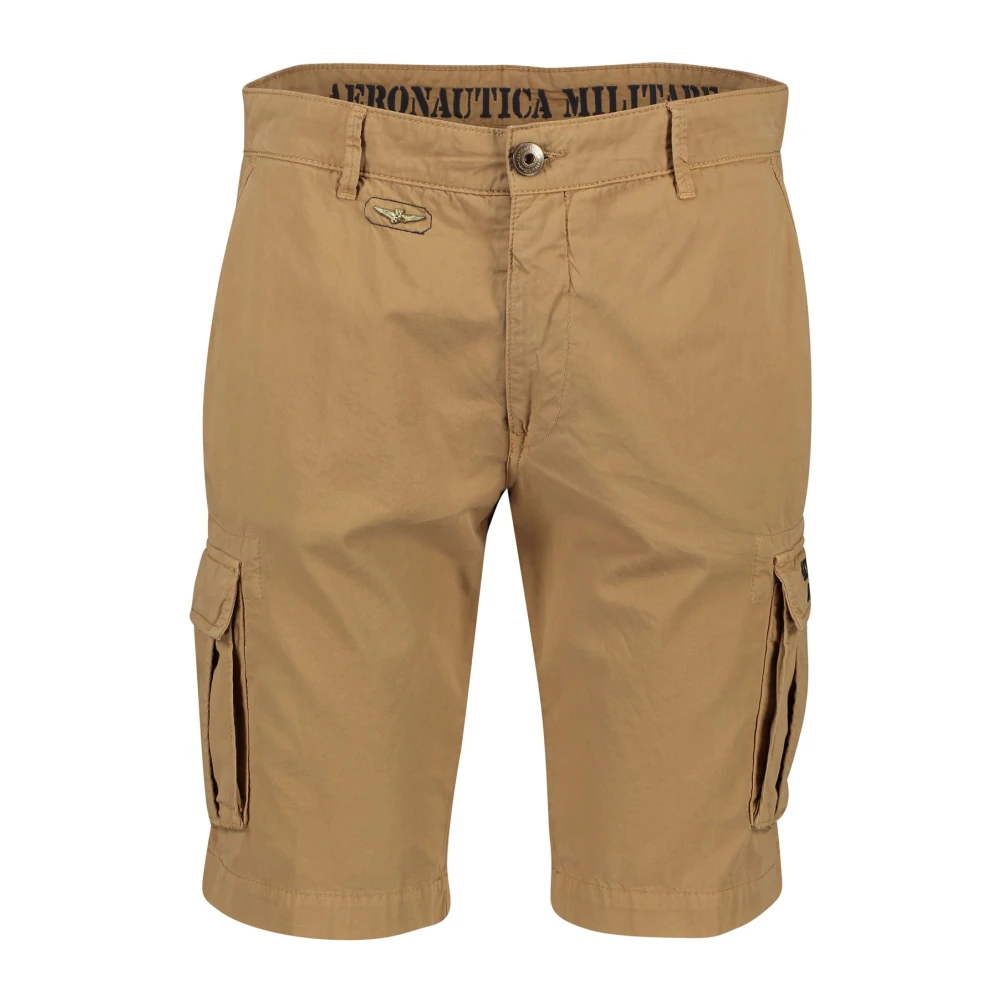 aeronautica militare Bruine Katoenen Shorts Slim Fit Brown Heren