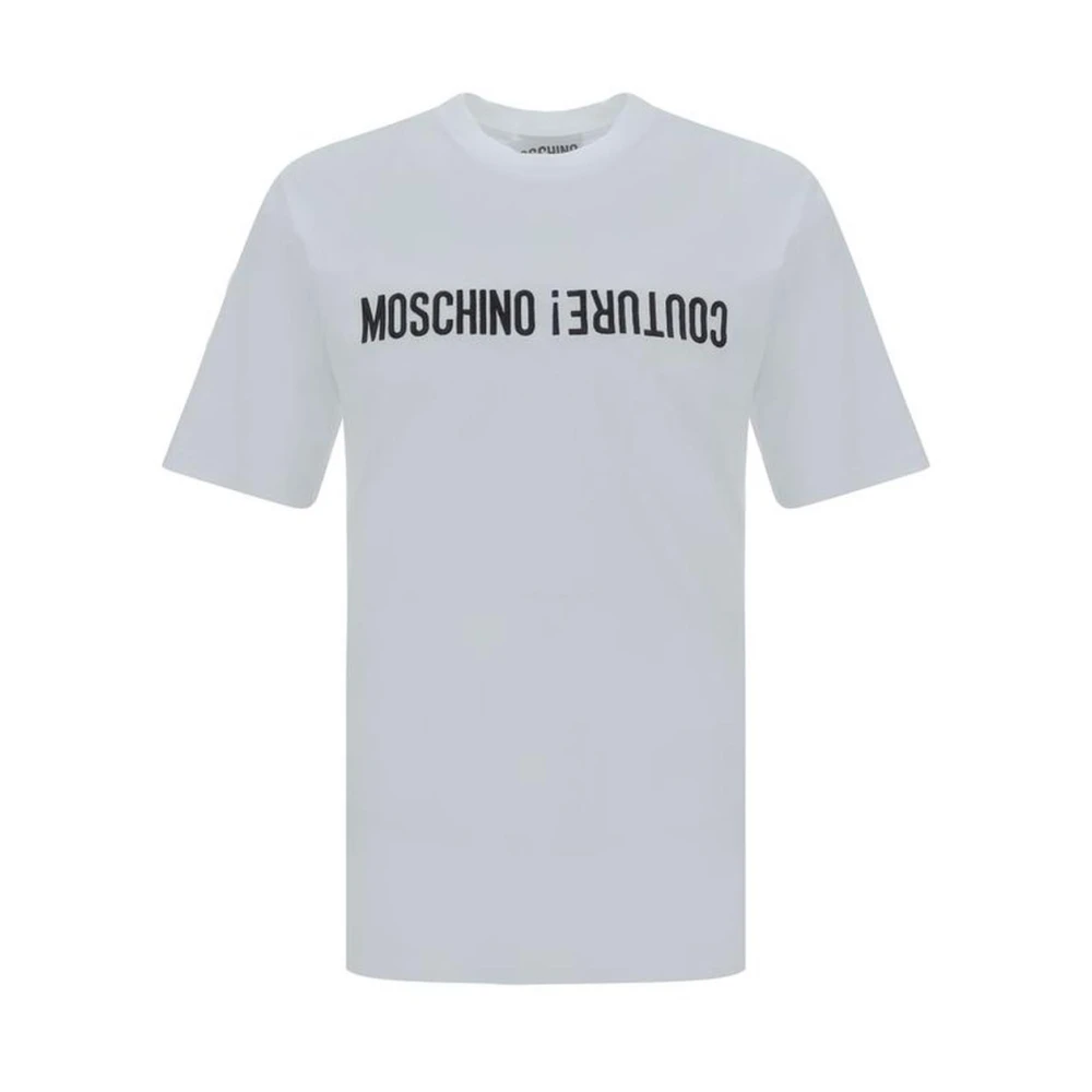 Moschino Zwarte korte mouw logo geborduurd T-shirt Black Heren
