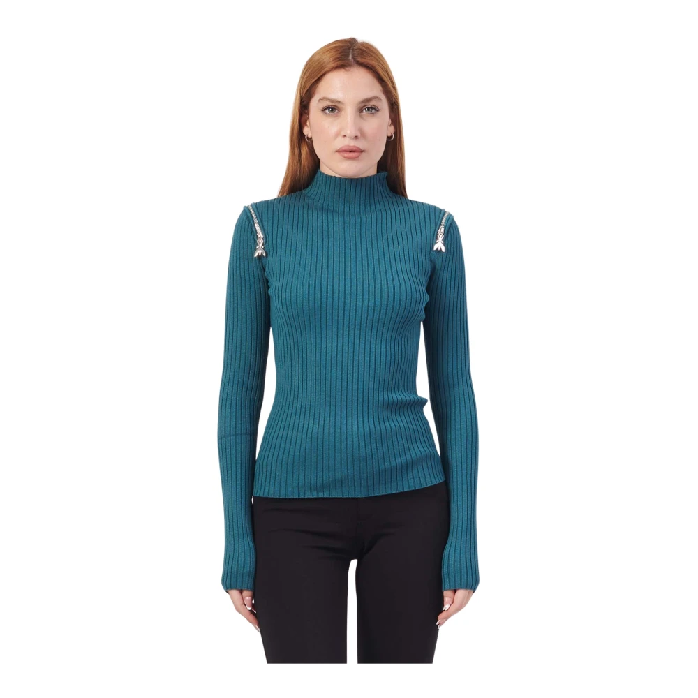 PATRIZIA PEPE Groene trui met ritssluiting Blue Dames