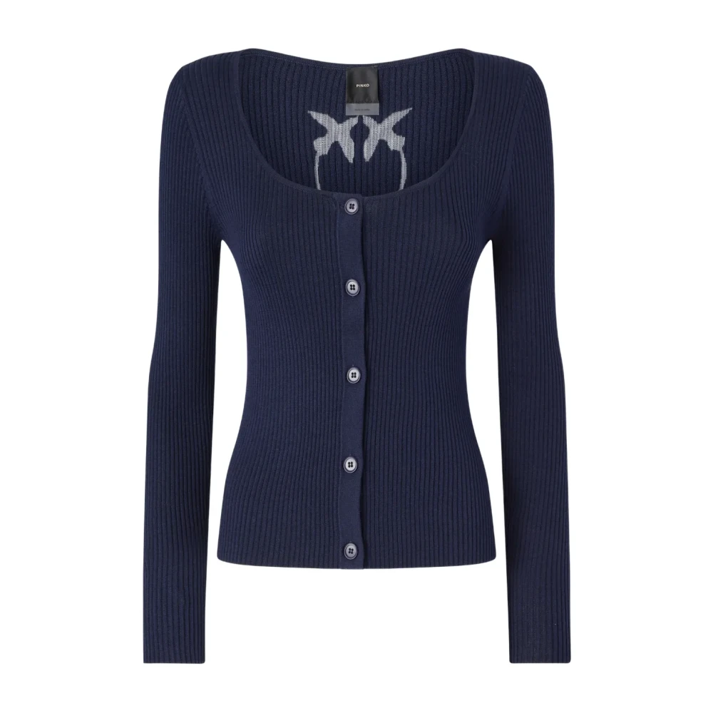 Pinko Women's Blue Love Birds Cardigan Sweater