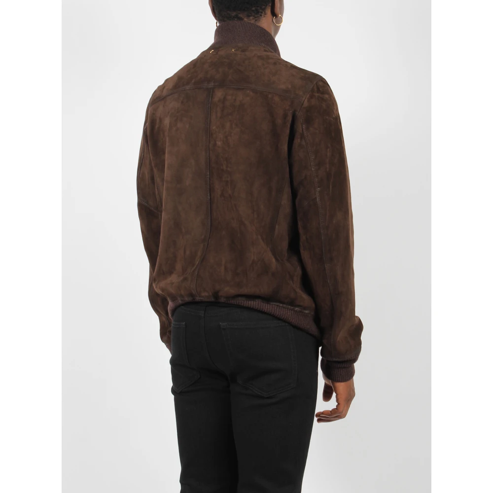 Golden Goose Suède Sheepskin Bomber Jacket Fw24 Brown Heren