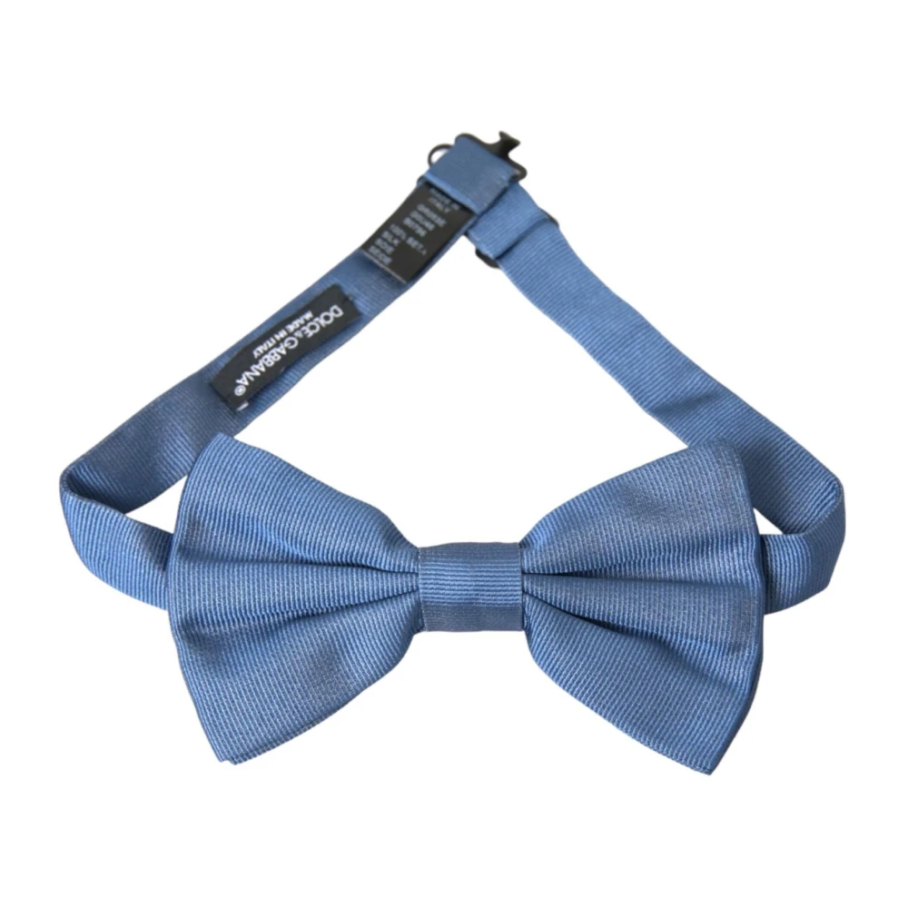 Dolce & Gabbana Blauwe Zijden Vlinderdas Verstelbare Hals Blue Heren