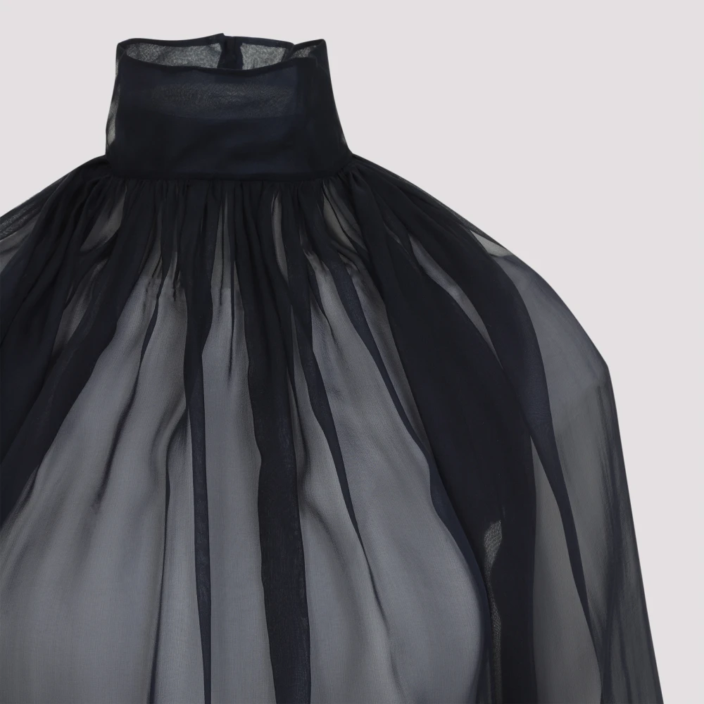 Saint Laurent Zijden Blouse Blue Dames