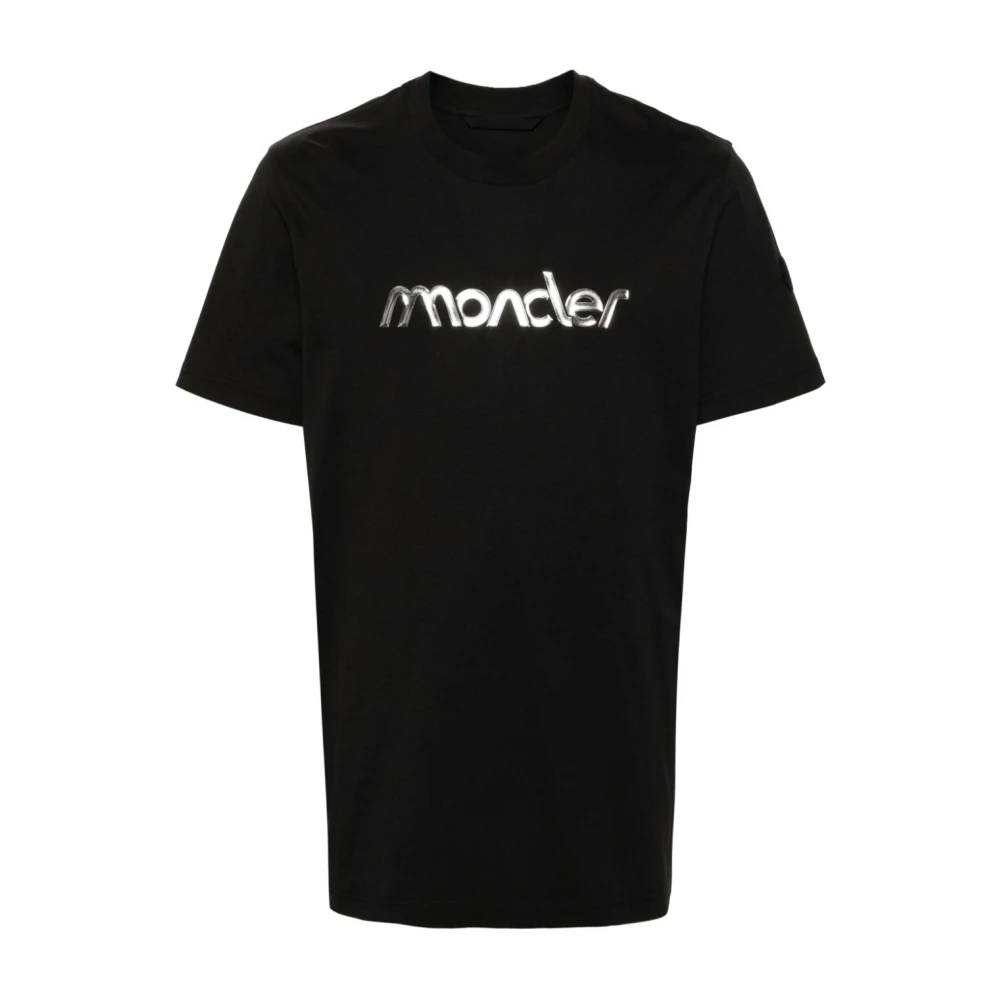 Moncler Zwart Logo Detail Crew Neck T-shirt Black Heren