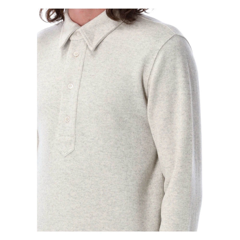 Tom Ford Fleece Polo Shirt voor Rugby Stijl Gray Heren