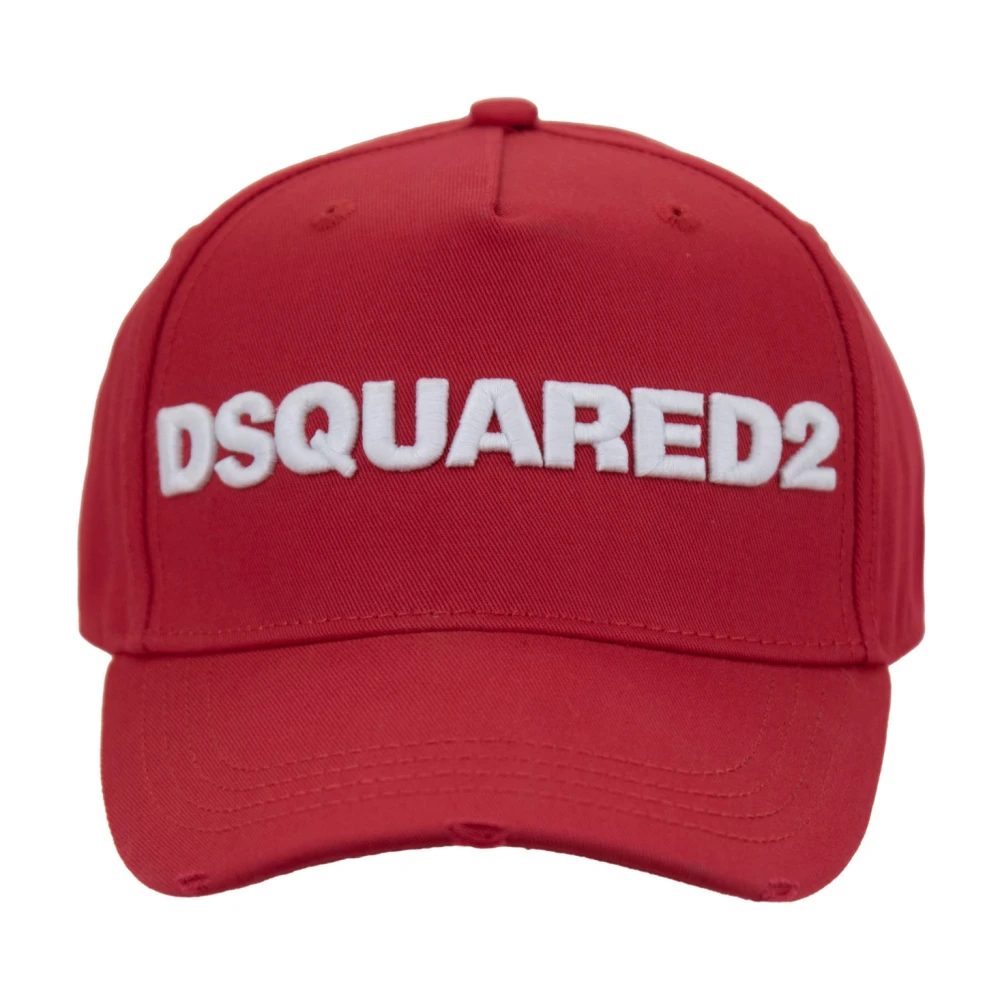 Dsquared2 Unisex Röd Accessoarer One Size, Bomull, Kontrast Logo Baseballkeps