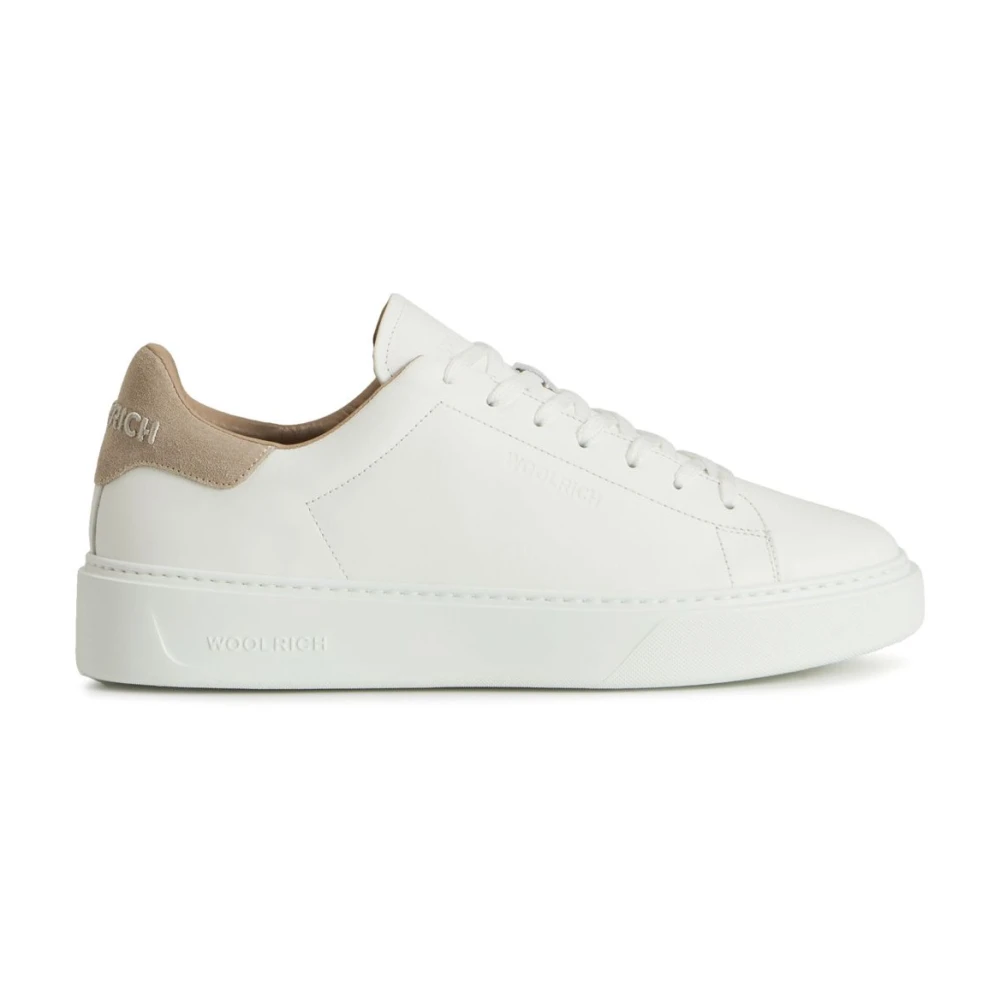 Woolrich Men's White Sneakers,, Trainers Lace-Up Round Toe Size 8
