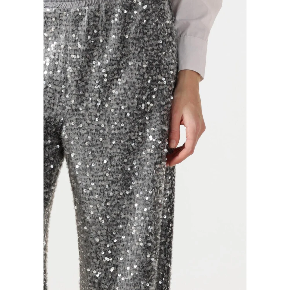Summum Woman Paillet Velours Broek Glamour Look Gray Dames