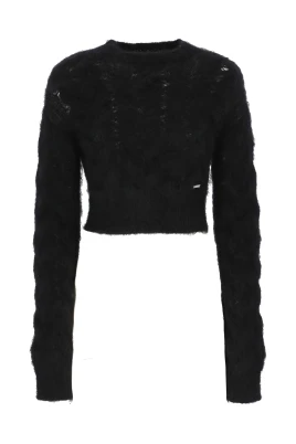Svart Cropped Tröja i Mohair