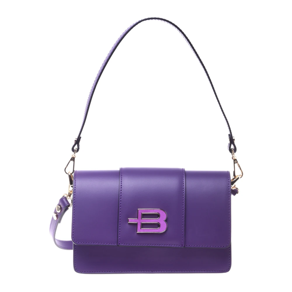 Baldinini Paarse leren schoudertas Purple Dames