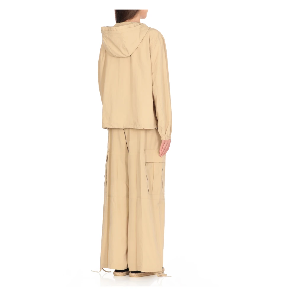 Kenzo Beige Waterdichte Stofjas met Capuchon Beige Dames