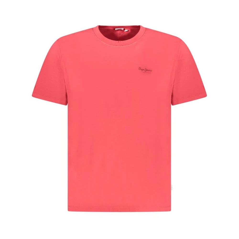 Pepe Jeans Men's Red Cotton Crew Neck T-Shirt