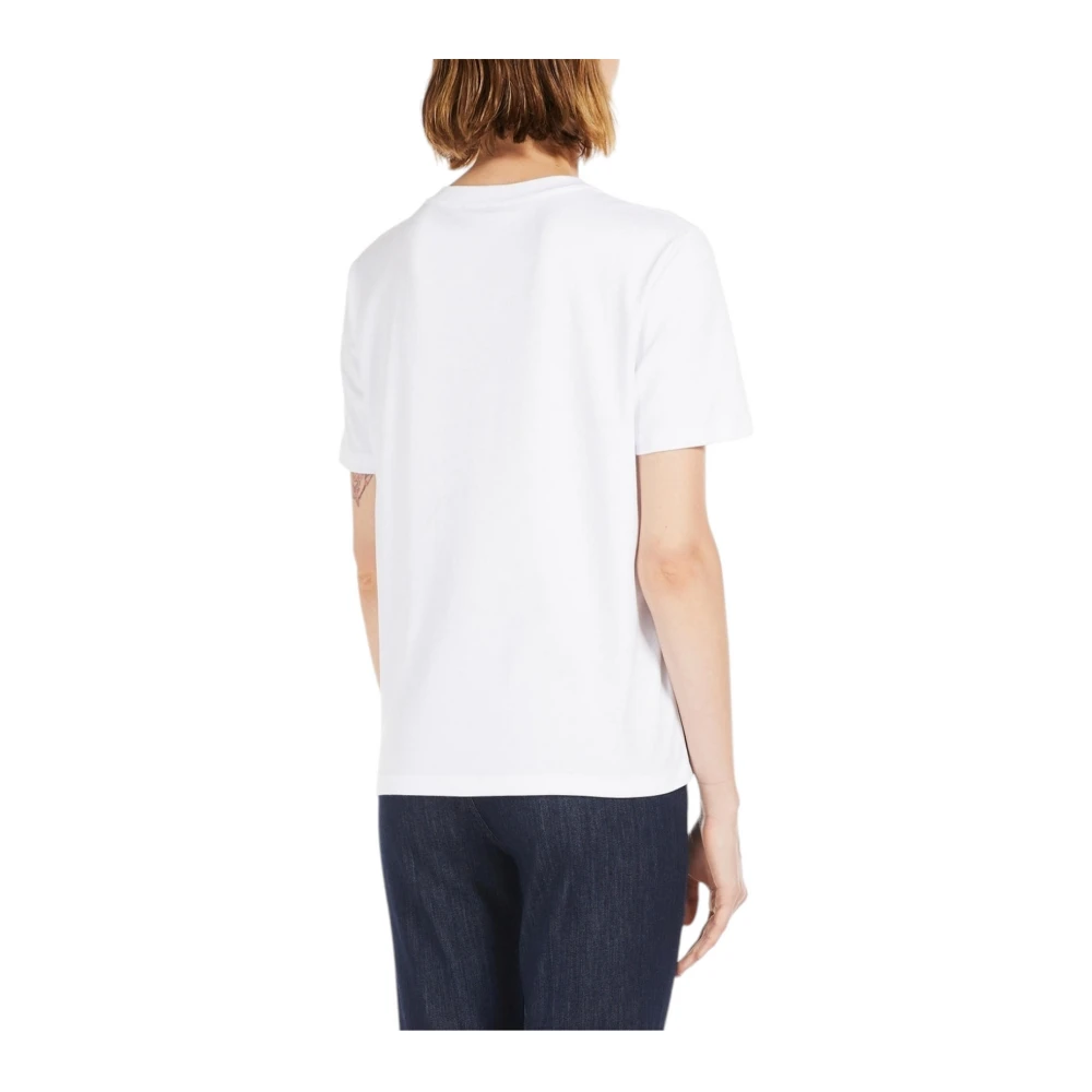 Max Mara Studio Witte Katoenen T-shirt met Prints White Dames