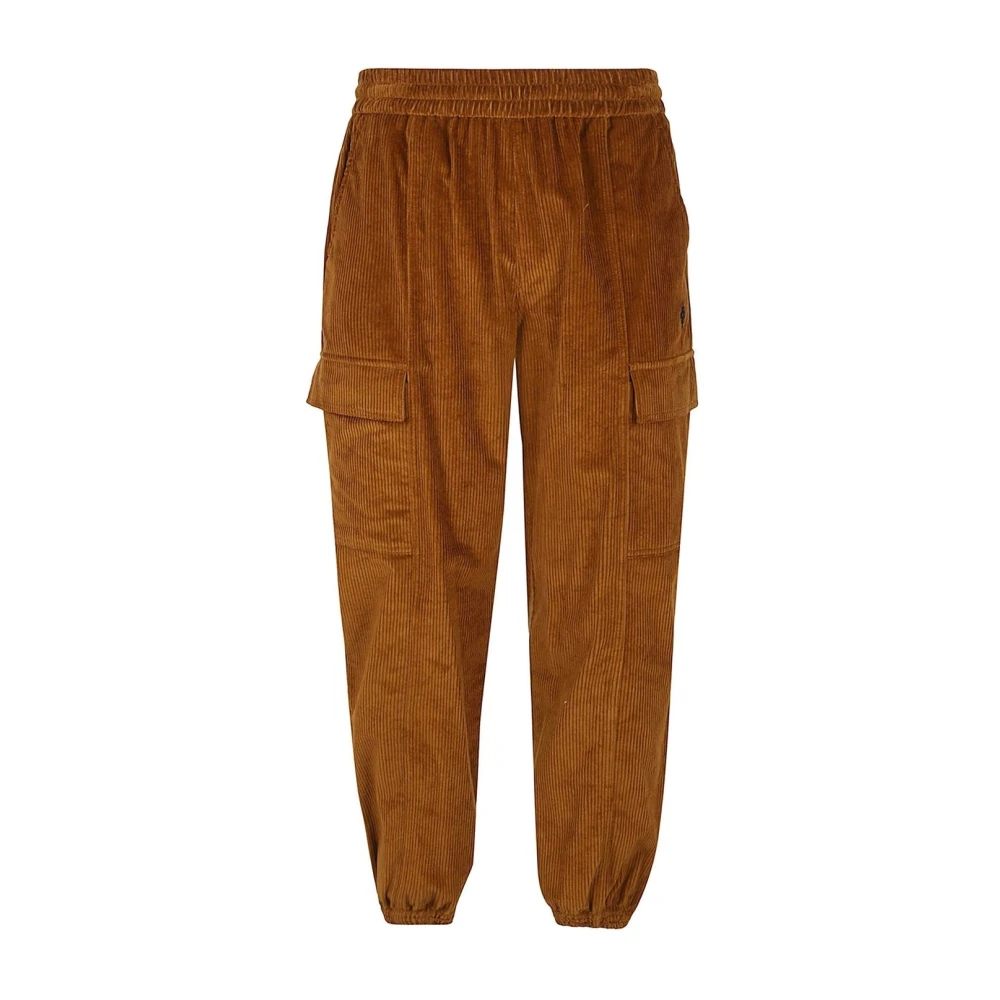 Marcelo Burlon Fluwelen broek met elastische taille en manchetten Brown Dames