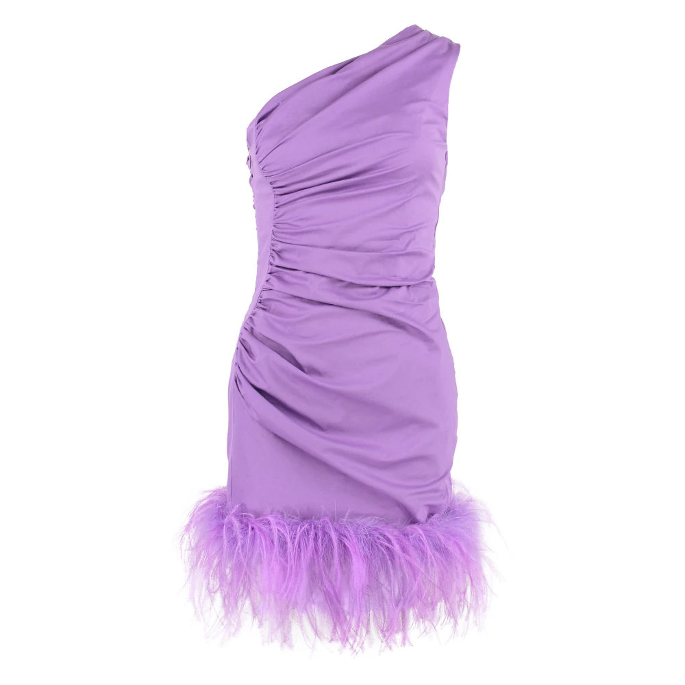Giuseppe Di Morabito Eén schouder jurk met veren Purple Dames