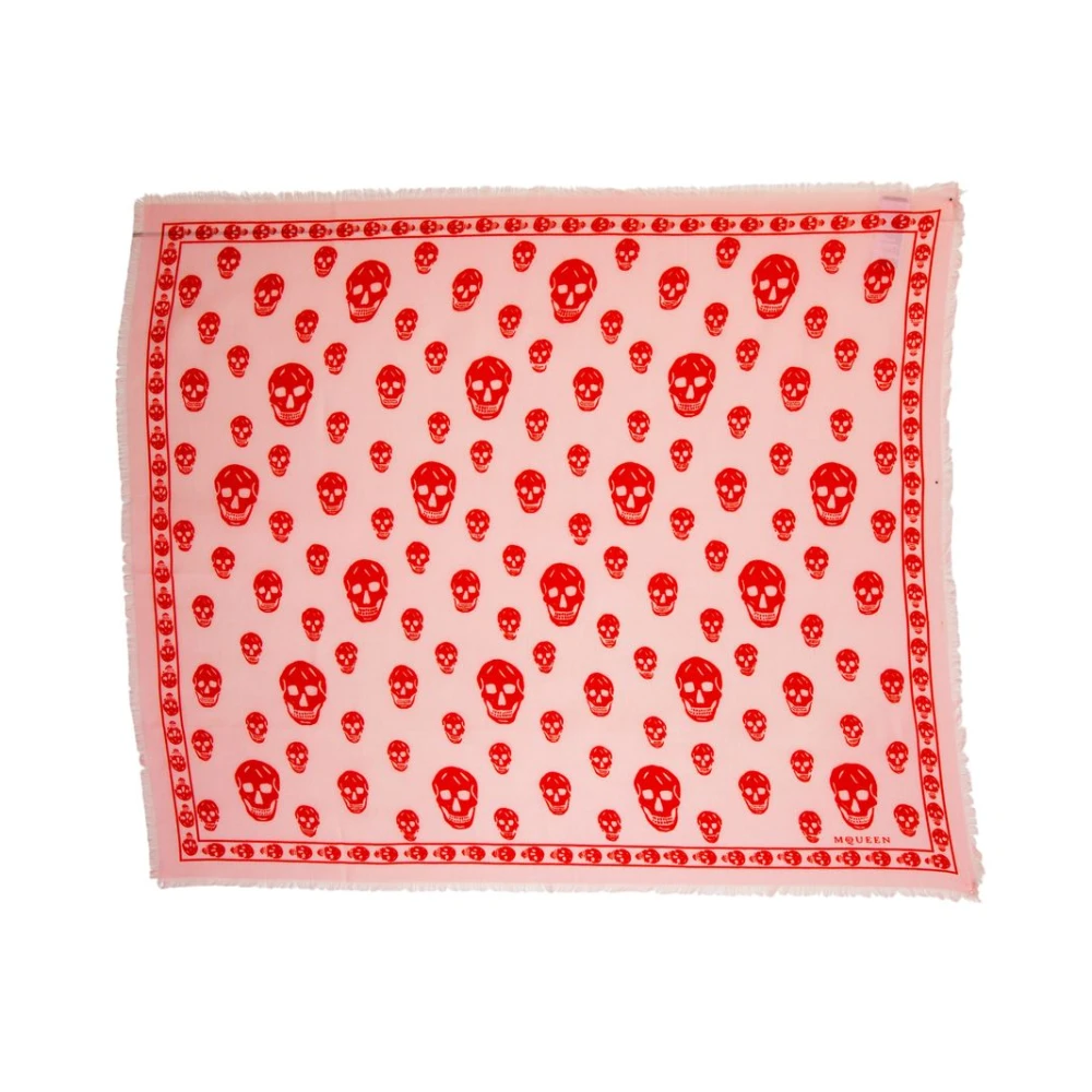 Alexander Mcqueen Pink Scarves, Female, One Size, Silk Skull Scarf Twill